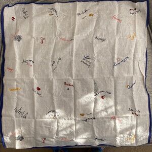 Madewell NYC White Scarf with Blue Trim
